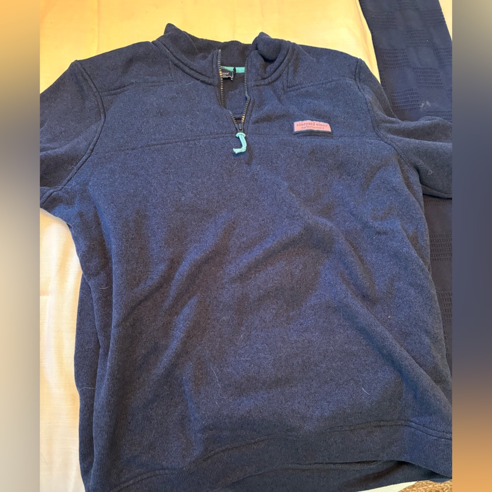 Vineyard Vines Men’s Classic Sweater Fleece Shep Shirt - Large - Deep Bay Blue